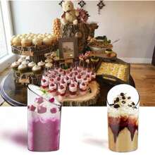 50/30/20/10 piezas Vasos de plástico transparente, vasos inclinados, vasos transparentes para flanes, gelatinas, helados, tazas de postres, mini tazas para aperitivos para fiestas, bodas, catering, helados, flanes y recipientes de alimentos, suministros de cocina