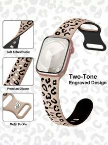 Leopard Engraved Bands Compatible With Apple Watch Band 40mm 41mm 38mm 42mm 44mm 45mm 46mm 49mm, Cheetah Pattern Soft Silicone Strap Compatible With IWatch Series 10 9 8 7 6 5 4 3 2 1 SE Ultra