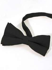 1pc Men Fashion Solid Black High Density Double Layer Bow Tie, Suitable For School, Party, Daily Wear, Gift, Stage Matching Men Necktie - Black - View 4