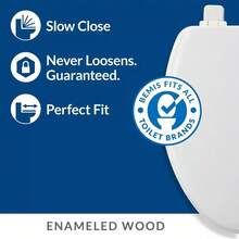 BEMIS Adjustable Slow Close Toilet Seat, Front Round Design In White - Never Loosens For Enhanced Stability And Comfort - Mặc định - Xem 3