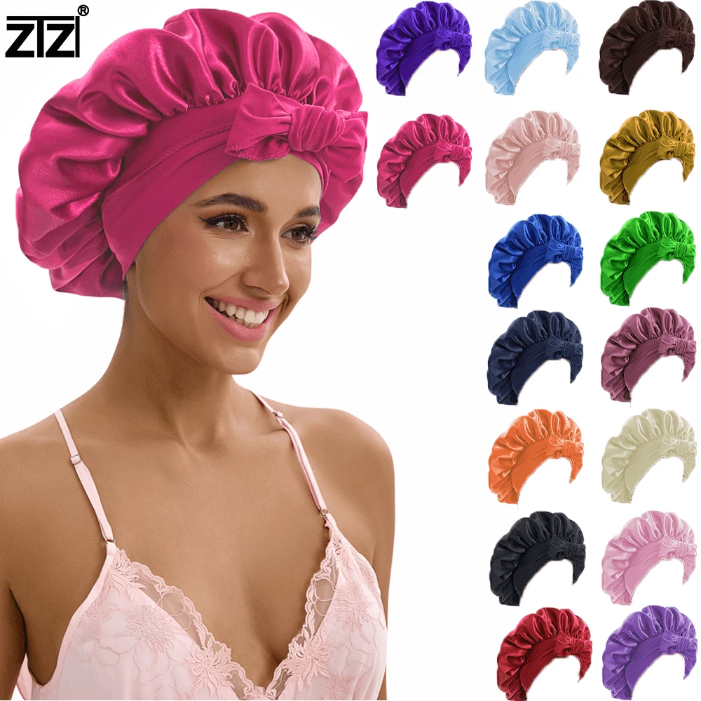 ZTZI Premium Satin Hair Protection Cap, Reusable Waterproof Shower Accessory