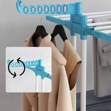Clothes Drying Rack, 3-Tier Foldable Clothes Hanger Adjustable Large Stainless Steel Garment Laundry Racks For Indoor Outdoor Drying Rack Back To School Travel Essentials Room Decor - Baby Blue - View 3