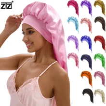 ZTZI Satin Long Bonnet Sleep Cap, Solid Color Casual Polyester Fiber(Polyester) Bonnet, Suitable For Home & Daily Wear, All Seasons - Multicolor - View 2