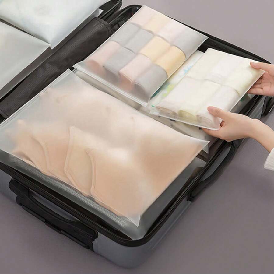 5 حقائب تخزين للسفر، من البولي إيثيلين مع سحاب إغلاق سميك لتنظيم الملابس والأحذية والمكياج، شفافة مقاومة للماء وقابلة للنقل، مريحة للرحلات والاستخدام المنزلي، هدية عملية وناعمة