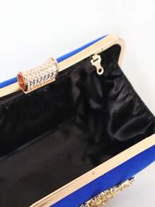 Velour Cross-Border European And American Party Clutch Bag With Inlaid Diamonds, Handmade Sunflower Banquet Bag, Suitable For Cross-Border - Royal Blue - View 4
