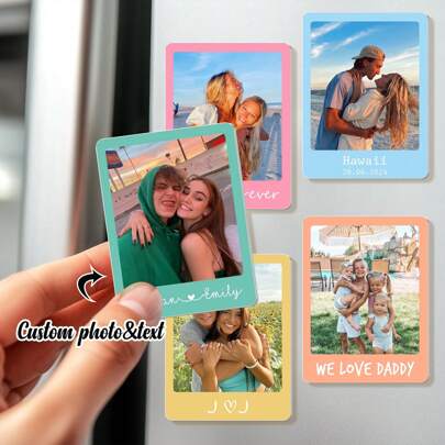 1pc Custom Photo And Text Acrylic Fridge Magnet,Custom Face Fridge Magnet,Personalized Acrylic Fridge Magnet ,Personalized Valentines Gift For Him, Custom Photo Couples Fridge Magnet, Custom Gift For Besties,Wedding Essentials