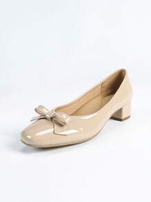 方头舒适粗跟软底工作鞋