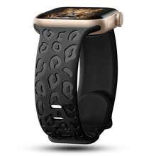 Leopard Engraved Bands Compatible With Apple Watch Band 40mm 41mm 38mm 42mm 44mm 45mm 46mm 49mm, Cheetah Pattern Soft Silicone Strap Compatible With IWatch Series 10 9 8 7 6 5 4 3 2 1 SE Ultra