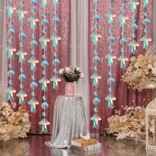 Banner a tema marino di 4 metri con elementi di meduse, sirene, stelle marine e conchiglie. Adatto per decorare sfondi di feste, decorazioni per la casa, lauree, Festa del papà, Festa della mamma, feste di compleanno, feste a tema, feste estive, decorazioni per camera da letto, compleanni