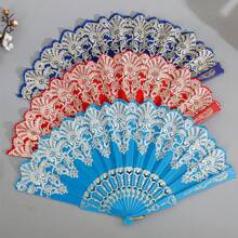 1pc Mother's Day Gift Plastic Fan Gold Stamping European Style Noble And Elegant Summer Small Hand Fan