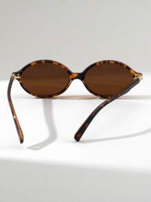 1pc Oval Shaped Women Retro Fashionable Fashion Glasses, Versatile For Casual, Street Style, Beach, Daily Outfit, Gift For Summer Beach Vacation, Outdoor, Travel Shades Leopard Tortoise Shell Bohemia Style Oval Frame For Vocay, Beach, Travel Preppy Style For Back To School - Multicolor - View 7