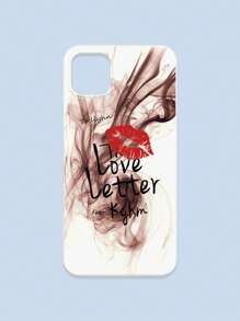 Lipmark & Smoke Pattern White Cellphone Case, "Love Letter" Romantic & Personalized Slogan Phone Case, Compatible With Iphone & Galaxy, IPhone 11/13/14/15/15 ProMax/16/16 Pro/16 Plus/16 ProMax, Galaxy Phones - Multicolor - View 37