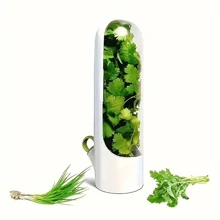SOKANY 1pc Transparent Vegetable Preservation Box, Herb Preservation Box, Refrigerator Preservation Box. Transparent Shell, Plastic Material, No Battery Required. Can Be Filled With Water, Shelf Life 3-5 Days. Suitable For Preserving Cilantro, Asparagus, Cucumber, Carrots And Other Ingredients, A Must-Have Kitchen Tool. - White - View 9