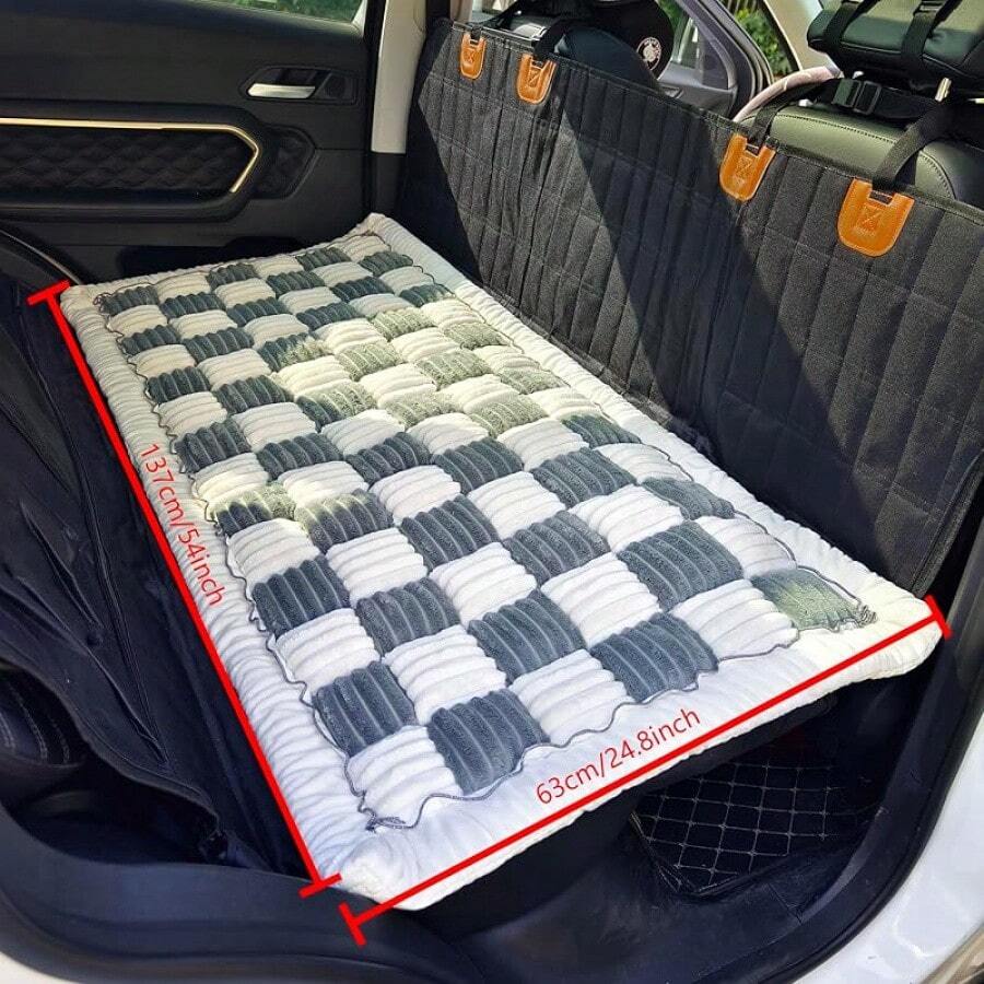 ZD-Accessories Backseat Pet Bed, Truck Plaid Dog Bed Car Back, Deluxe Dog Covers, Non-Slip Travel Pet, Fit Backseat Extenders And Trucks SUVs (, 24.8x54 Inch) Stuff - 藍灰白 - 查看 1