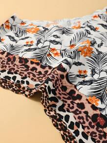 5pcs/Set Women Seamless Low-Waist Sexy Leopard Print Bikini Briefs, Comfortable & Breathable For Fitness & Sports