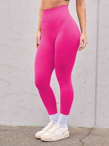 Seamless Back V Waist Fitness Yoga Lifting Buttocks High Waist Peach Butt Cropped Leggings Tights Spring - Red Violet - View 5