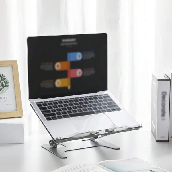 1 Pack - Ergonomic Desktop Carbon Steel Laptop Stand, Bookshelf, Cell Phone Stand, Cooking Bookshelf, Textbook Bookshelf, Recipe Magazine Stand, Height Adjustable, Width Adjustable, Portable Laptop Stand, Ventilated Cooling Computer Notebook Stand, Fits All Laptops, Gift For Men Women
