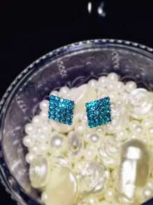 迷人菱形 CZ 水晶耳环耳钉舞蹈俱乐部派对毕业首饰 1 对 - 彩色 - 查看 19