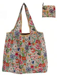 1 bucă geantă de cumpărături impermeabilă, de capacitate mare, design reutilizabil cu model floral și animal, geantă de mână pliabilă, ușoară, portabilă cu formă dreptunghiulară, potrivită pentru alimente, depozitare, călătorii