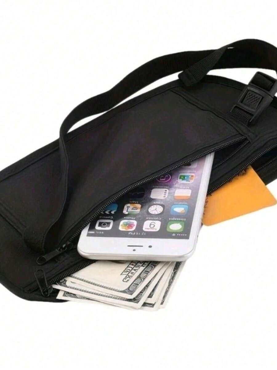 Invisible Waist Bag Sports Slim Waist Pack Outdoor Running Multifunctional Ultra-Thin Travel Waist Bag - 黑色 - 查看 1