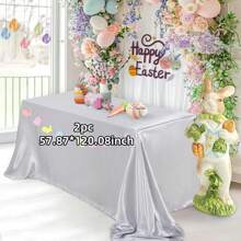 1/2 件装柔软缎面长方形桌布，57.87*102.36/120.08 英寸，适用于餐厅、节日晚宴、婚礼、派对、宴会桌，紫色（数量可选） - 純色 - 查看 30