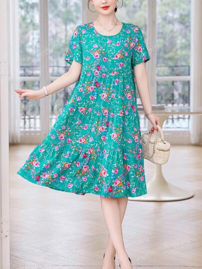 New Casual Summer Loose Printed Mid-Length Dress For Women