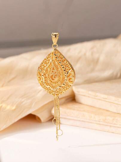 Herseygold 1 pieza Colgante de cobre, Colgante de gota de agua de Oriente Medio, Joyería nupcial, Colgante floral hueco árabe, Regalo de festival para mujeres