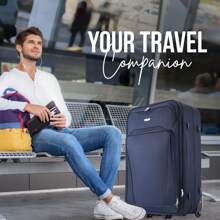 Deluxe 26 Inch Medium Lightweight Expandable Luggage Luggage Trolley Bag Travel - Black 2 Tone - View 4