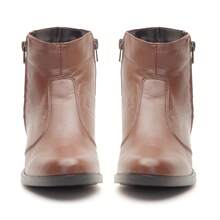 Genuine Leather Ankle Boot Casual Women's Country Bootie Mid Heel Side Zipper Winter - Màu nâu Sô-cô-la - Xem 8