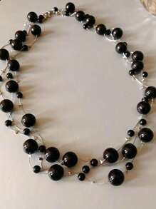 1 件女式长珍珠项链、优雅毛衣链、礼服领口配饰