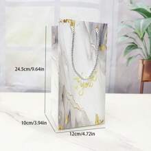 Set de 5 bolsas de regalo tipo tote con diseño de mármol dorado, vaso aislado, bolsas de regalo con empaque vertical elegante con flor, bolsas de regalo premium para fiesta y obsequios