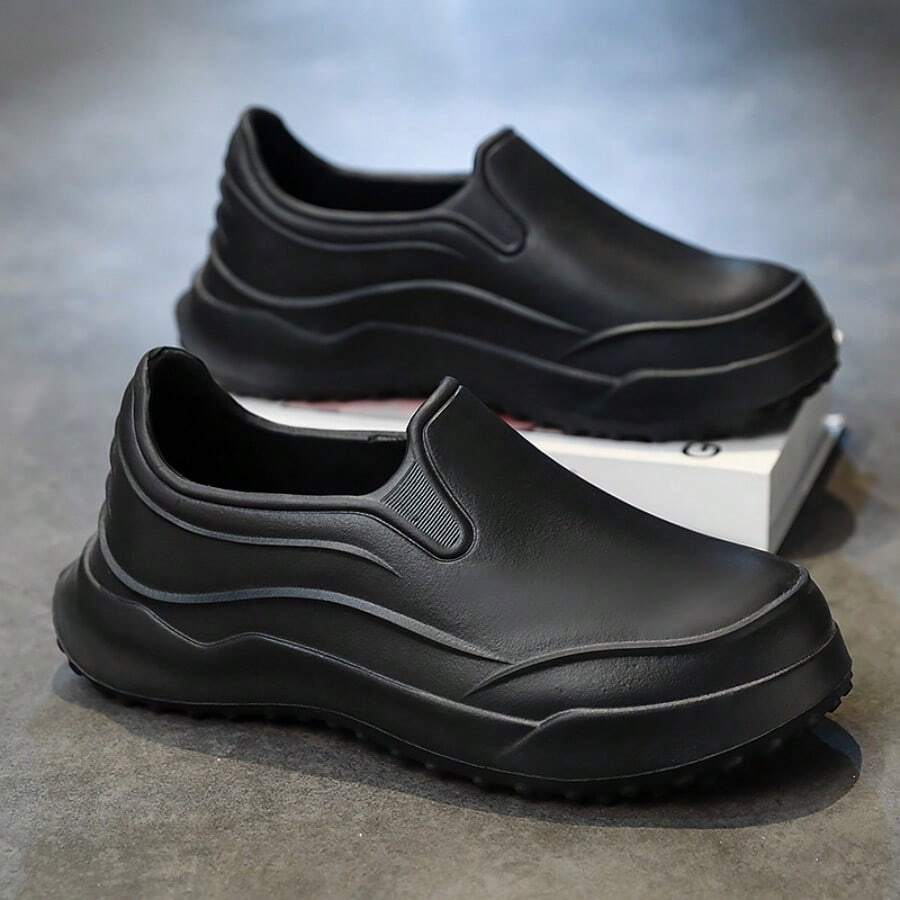 Zapatos impermeables, antideslizantes y antigrasa para chef hombre, con suela gruesa y duradera para trabajo - Negro - Ver 1