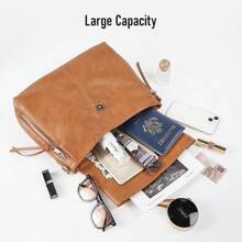 Large Hobo Crossbody Bags For Women Vegan Leather Handbags Tote Purse Shoulder Bag Women's Handle Bags With Wide Strap Fashionable Women's Large - Beige - View 6