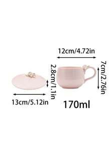 1 套手工花陶瓷小茶壶带木塞，创意马克杯盖，办公室真空保温咖啡壶，茶壶，水壶，家用大容量陶瓷暖手壶，送给朋友、同学返校的节日礼物 - 彩色 - 查看 3