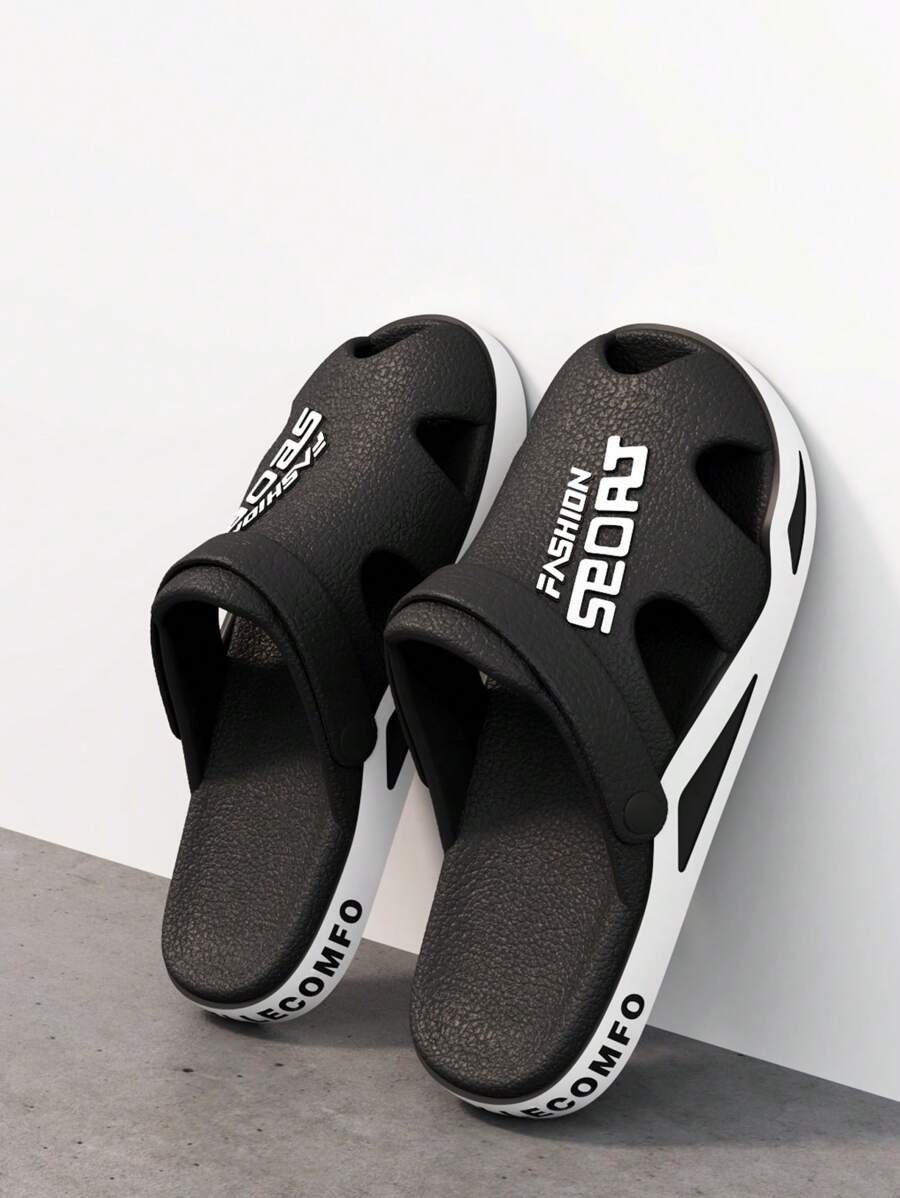 Men's Closed-Toe Breathable EVA Sandals - Summer Indoor/Outdoor Soft Sole Anti-Odor Slippers For Beach Walking, Casual Wear & Outdoor Activities - Black - View 1