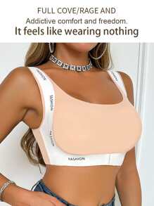 3 件套黑色肉色前扣无钢圈无缝聚拢文胸，舒适透气纯色运动瑜伽文胸 - 彩色 - 查看 6