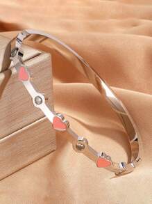 1 chiếc vòng tay bằng thép không gỉ đính đá lấp lánh, kiểu dáng thời trang, thích hợp làm quà tặng cho bạn gái trong các dịp lễ. - hồng bạc - Xem 16