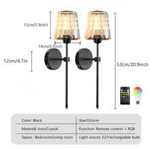 Battery Operated Crystal Wall Sconces 1/2 Gold Wireless Wall Sconce With USB Rechargeable LED Light Bulbs 12 Colors Dimmable Crystal Wall Lamp With Remote For Bedroom Living Room, Bulbs Included Without Light Bulb Vintage Wall Sconce Rechargeable Wall Sconce Stick On Sconces Wall Lighting