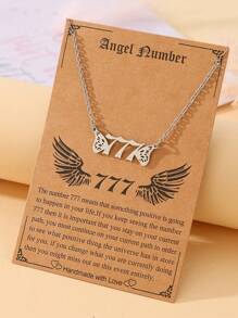 Goodwaro 1 件不锈钢天使数字 111 至 999 女士祝福项链，18K 镀金创意天使翅膀吊坠锁骨链，适合作为节日礼物