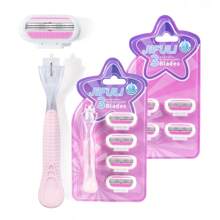jifuli Lâmina de Barbear Manual de Segurança para Depilação Maiô Bikini Feminino, Cabeça de Barbeador Substituível com Lâmina de Aço Inoxidável de 3 Camadas