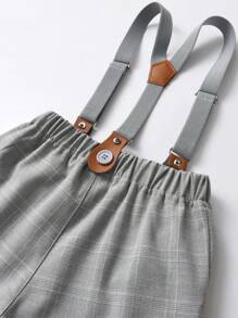 BOARNSEORL Set da 2 pezzi per ragazzi di elegante stile: camicia a maniche lunghe con fiocco e pantaloni con bretelle, alla moda, adatto per compleanno, festa, eventi, matrimonio
