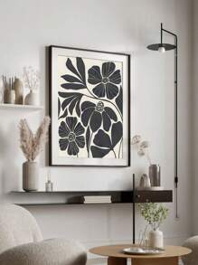 1 件抽象植物可印刷艺术、米色黑色墙壁艺术、中性植物米色可印刷艺术、花卉插图植物海报，无框 - 彩色 - 查看 4