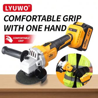 LYUWO Electric Tool, 100mm Angle Grinder, High-Power Rechargeable Lithium Battery Electric Grinding And Cutting Machine, Super Durable, Suitable For Metal, Wood, Stone, Safety Protection, Rust Removal, Polishing Integrated, Lightweight And Easy To Operate, Comes With Angle Grinding Disc.
