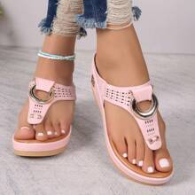 2024 Sommer Damen Plateau-Sandalen in Große Größen, mit dicker Sohle, Keilabsatz, Zehentrenner, bequeme Slip-on Slides