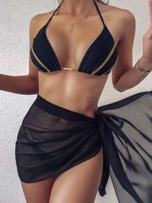 1pc Women Plain Bikini Separate Sarong, Sexy Beach Cover Up Pareo For Swimsuit, Pool, Spa - Multicolor - View 7