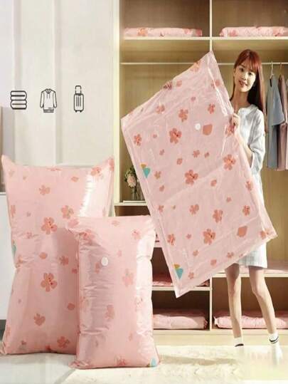 1PC Cherry Blossom Pattern Style Clothing Vacuum Sealer Bags For Clothes, Comforters, Blankets, Bedding Home Travel Organizer Decorations Decor Festival Decor Room Decor Home Decor Bed Room Decor Dress Pants Shoes Jeans Boots Skirt Bedroom, Organizer, Home Storage, White T Shirt Women, Black Pants Women, Ladies Winter Clothes, Dress