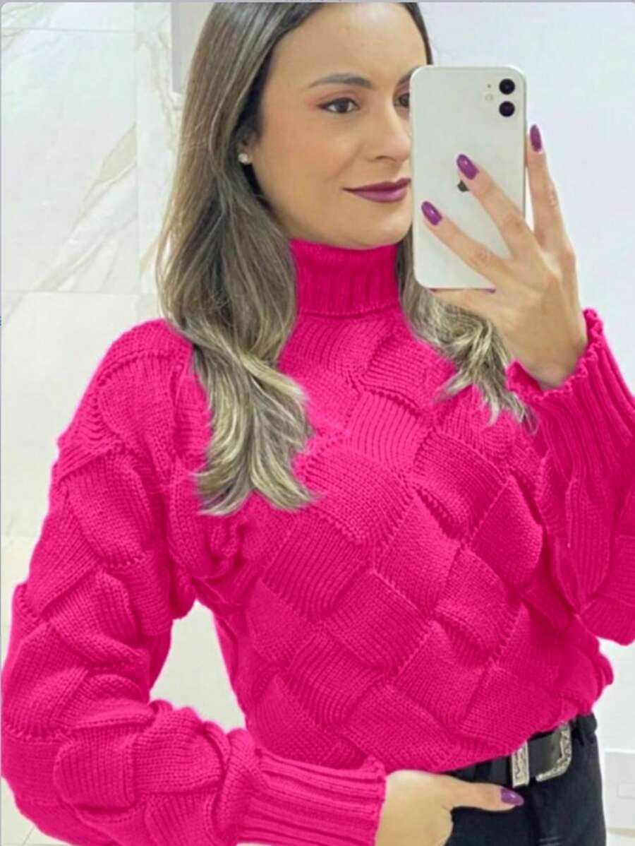 Women Sweaters - 玫紅色 - 查看 1