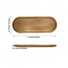 Bandeja de servir de madera de acacia natural, decoración rústica minimalista para el hogar, bandeja para sushi, pastel, pan, café, té y barbacoa