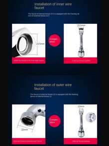 1pc Stainless Steel Faucet Splash-Proof Head, Classic Splash-Proof Water Saver For Kitchen Bathroom Decor Fall Decor Back To School - Multicolor - View 10