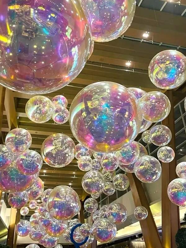 12/6pcs/Set 4D Gradient Holographic Foil Balloons Assortment, 10inch, 12inch And 22inch Size, Suitable For Outdoor Weddings, Birthday Parties, Anniversaries, Mother's Day, Balloon Decor, Festival Party Decoration